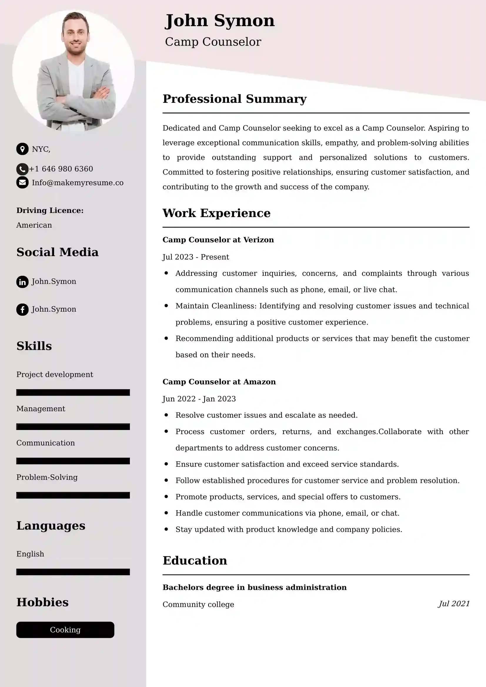 Best Camp Counselor Resume Examples for UAE