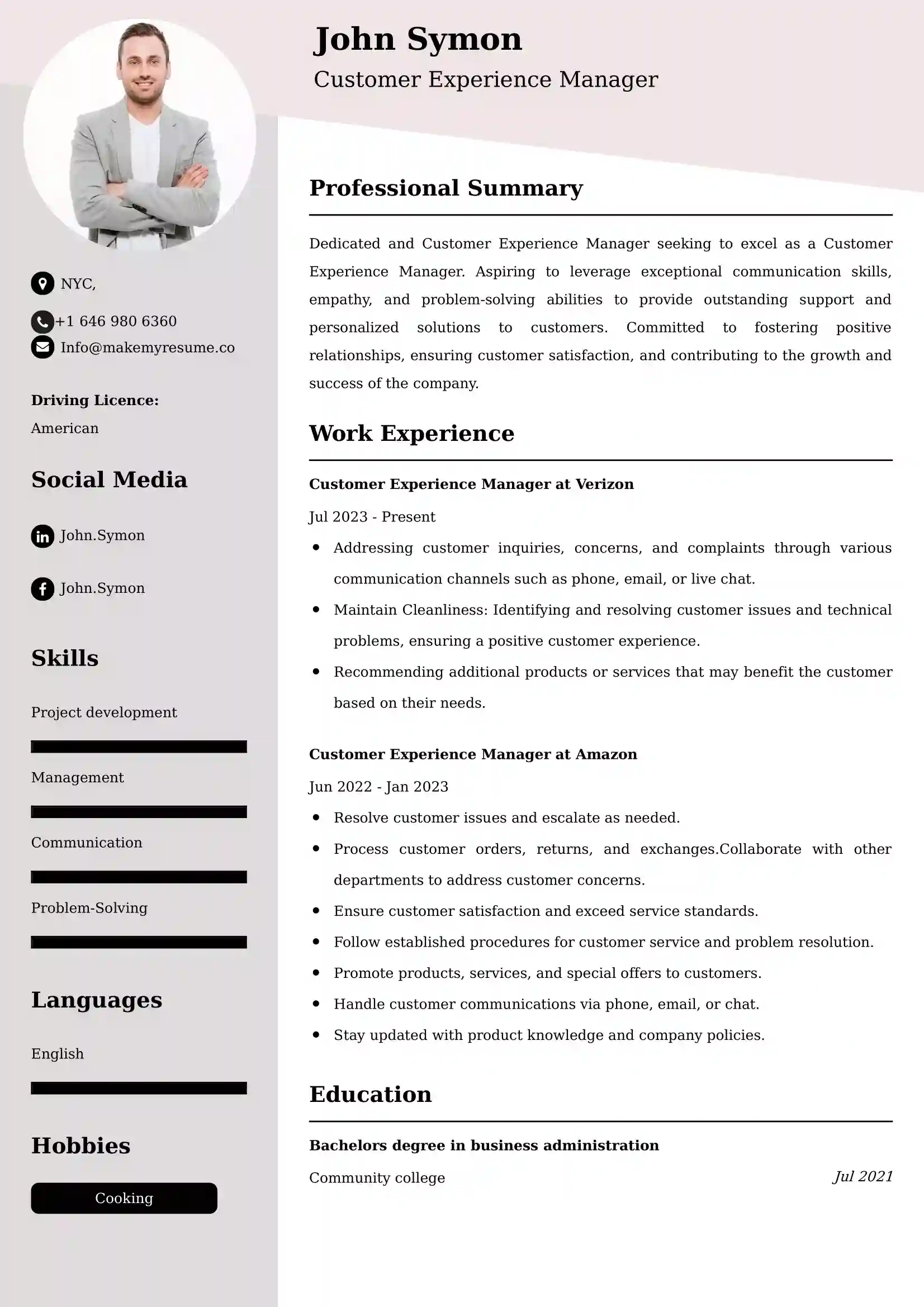 Best Customer Experience Manager Resume Examples for UAE