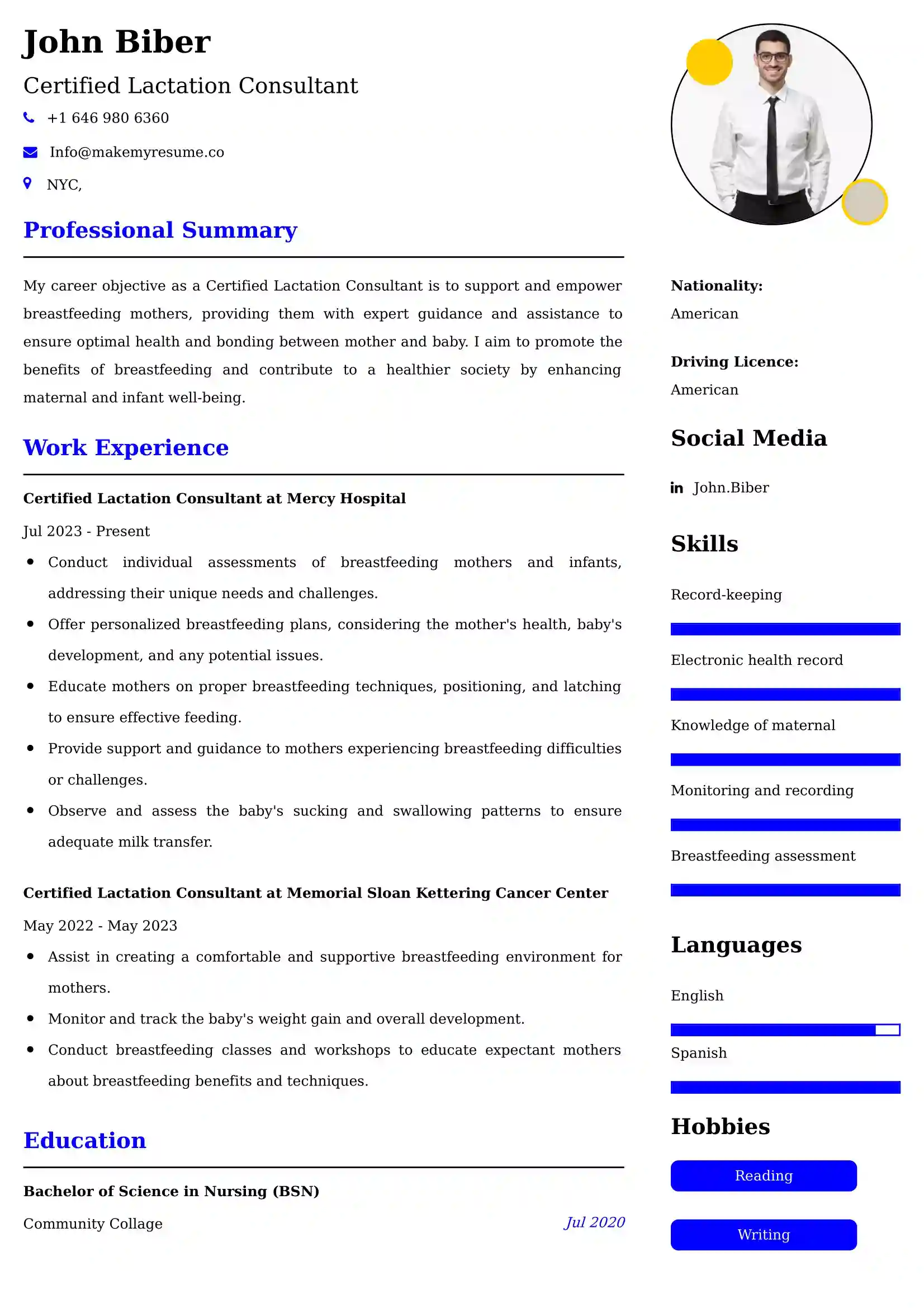 Best Certified Lactation Consultant Resume Examples for UAE